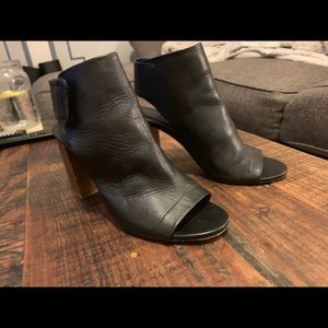 Vince peep toe black booties 8.5